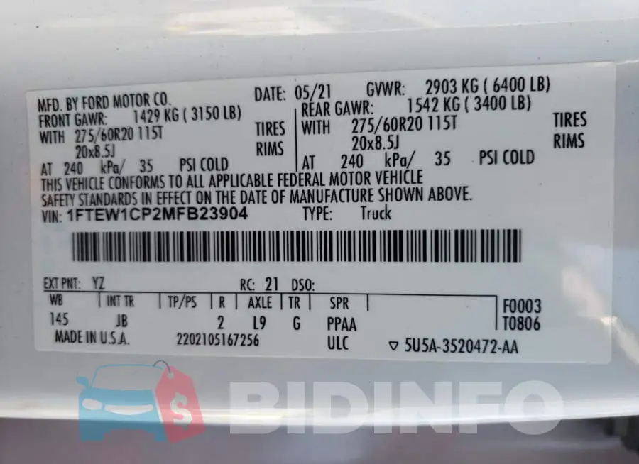 1FTEW1CP2MFB23904 Photo# 13