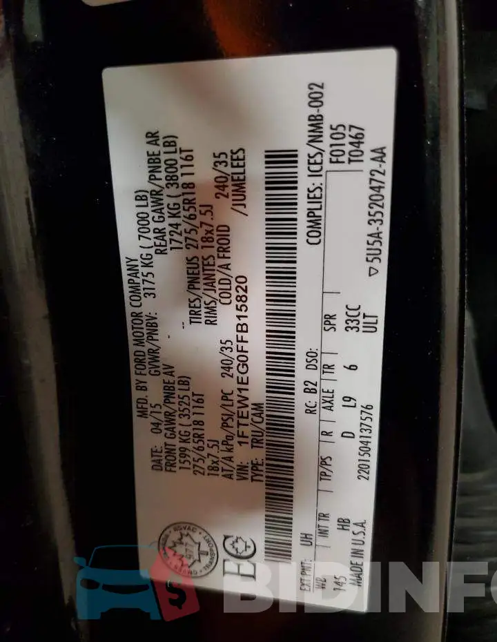 1FTEW1EG0FFB15820 Photo# 12