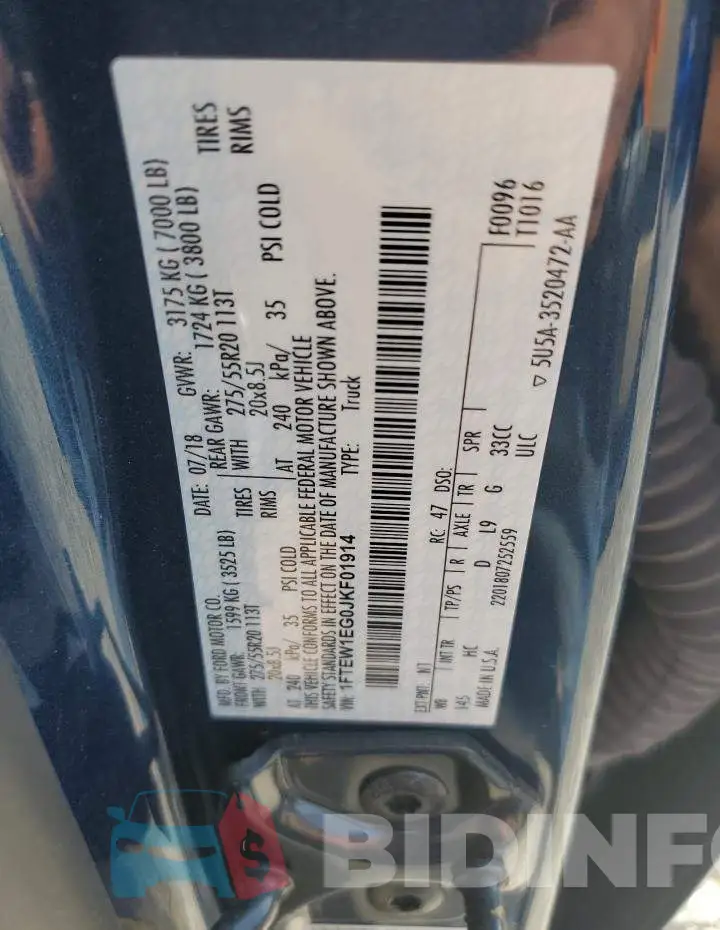 1FTEW1EG0JKF01914 Photo# 12