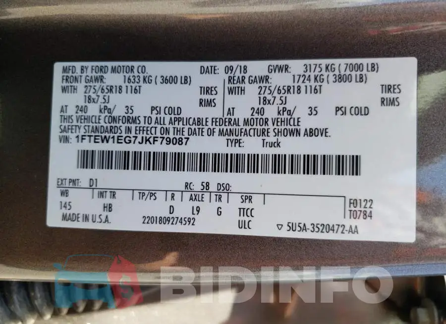 1FTEW1EG7JKF79087 Photo# 12