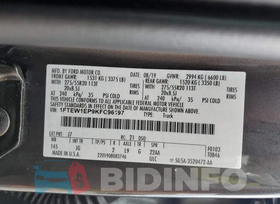 1FTEW1EP9KFC96197 Photo# 12