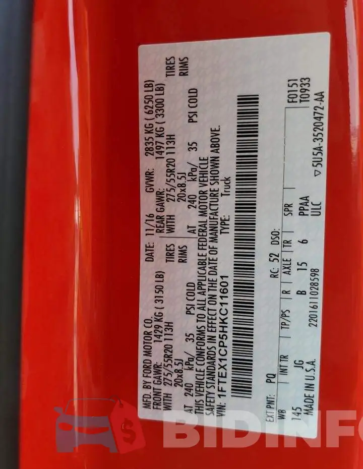 1FTEX1CP5HKC11601 Photo# 13