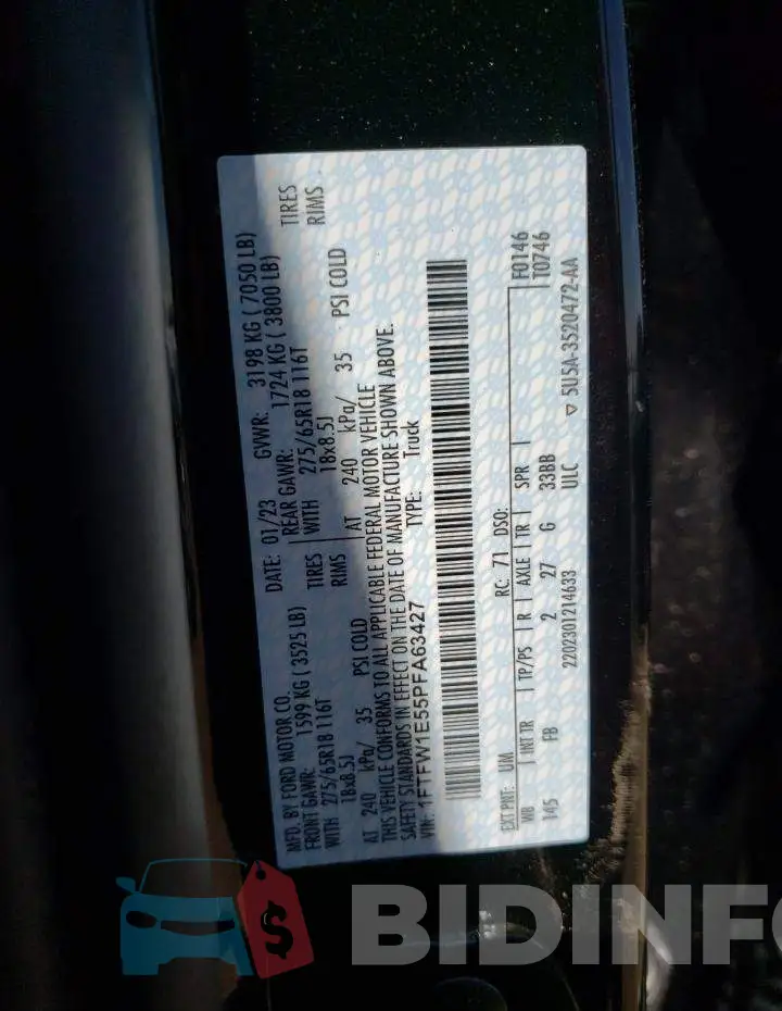 1FTFW1E55PFA63427 Photo# 13