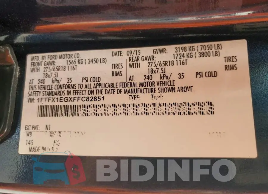 1FTFX1EGXFFC82851 Photo# 12