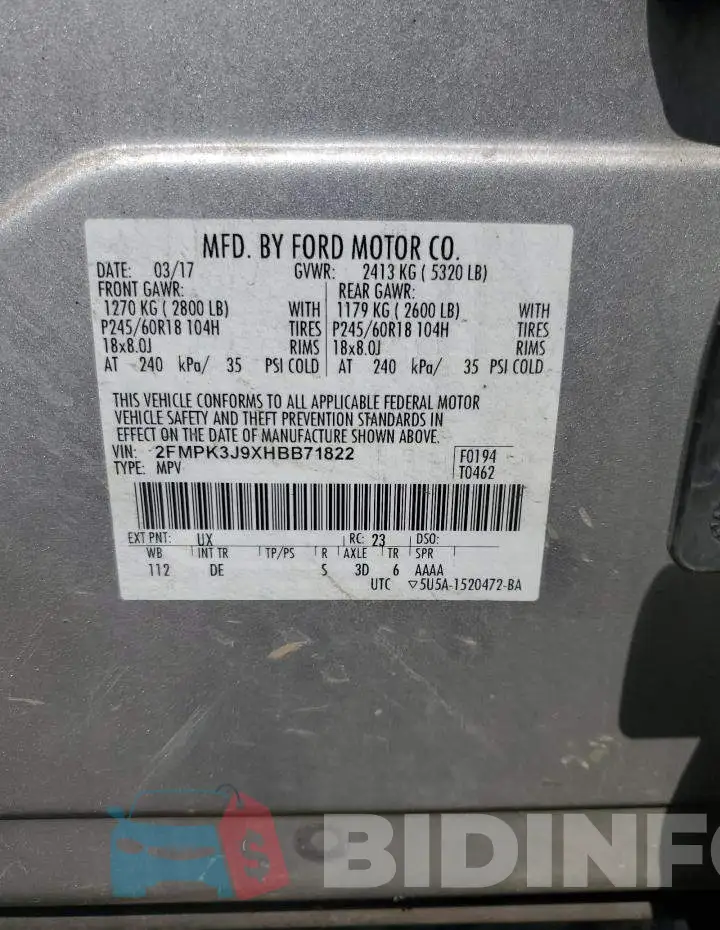 2FMPK3J9XHBB71822 Photo# 12