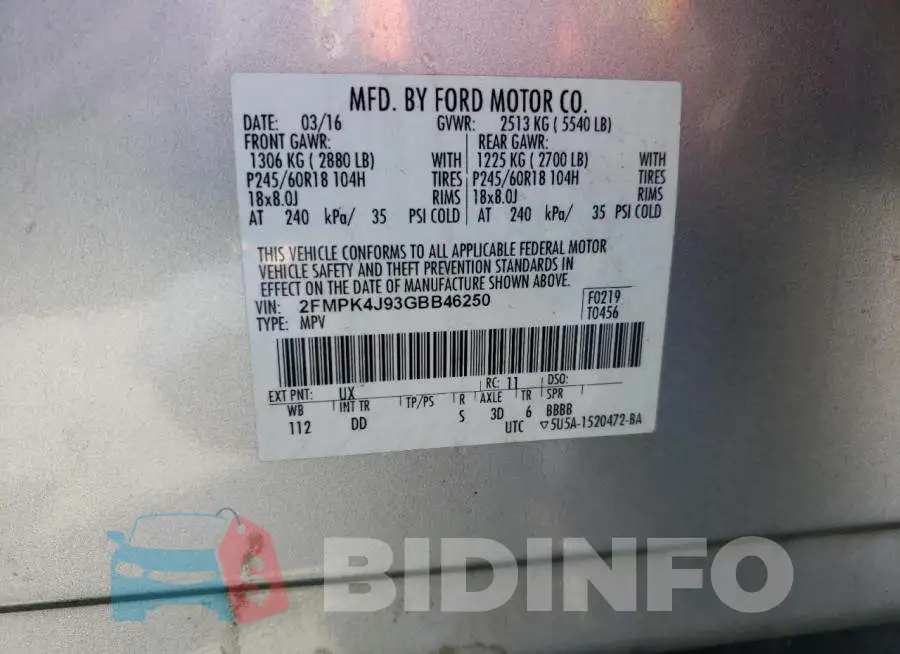 2FMPK4J93GBB46250 Photo# 14
