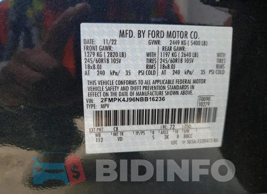 2FMPK4J96NBB16236 Photo# 12