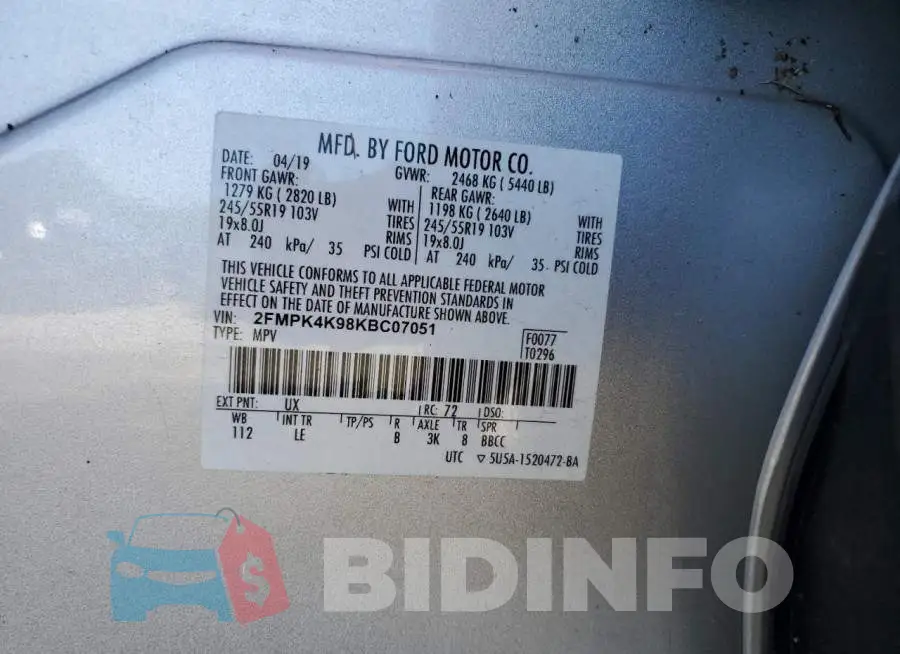 2FMPK4K98KBC07051 Photo# 13