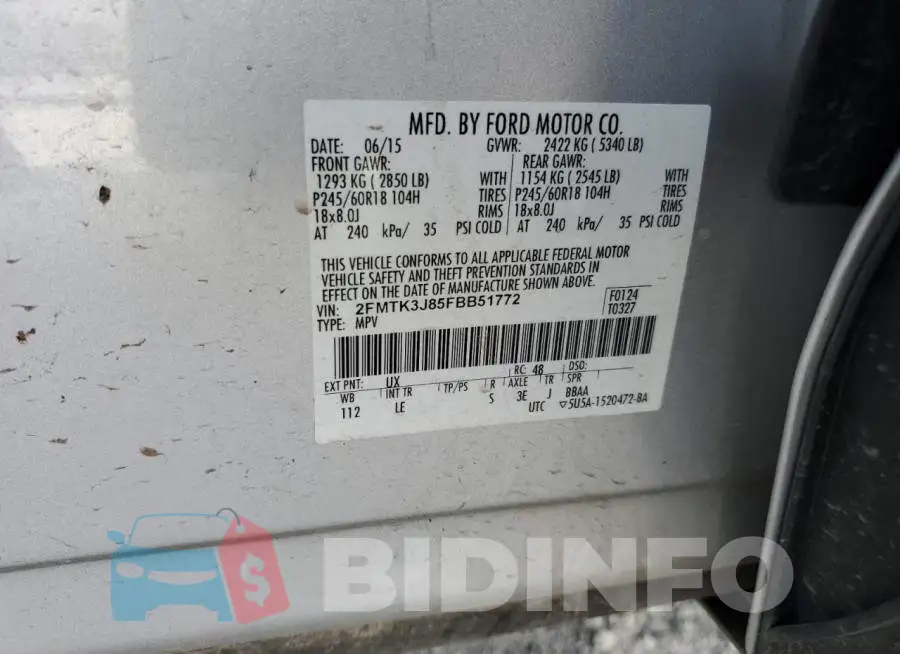 2FMTK3J85FBB51772 Photo# 13