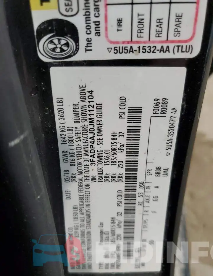 3FADP4AJ0JM112104 Photo# 12