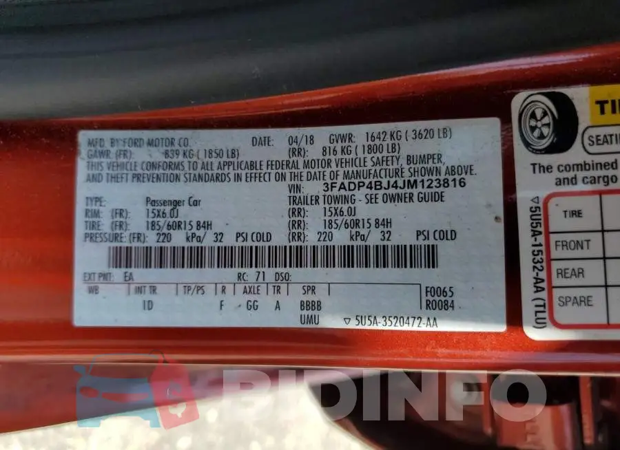 3FADP4BJ4JM123816 Photo# 12