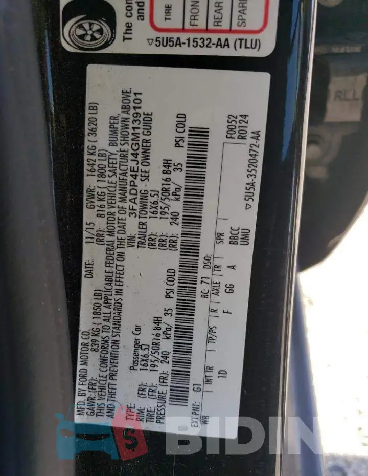 3FADP4EJ4GM139101 Photo# 12
