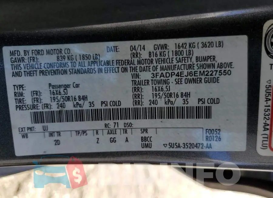 3FADP4EJ6EM227550 Photo# 13