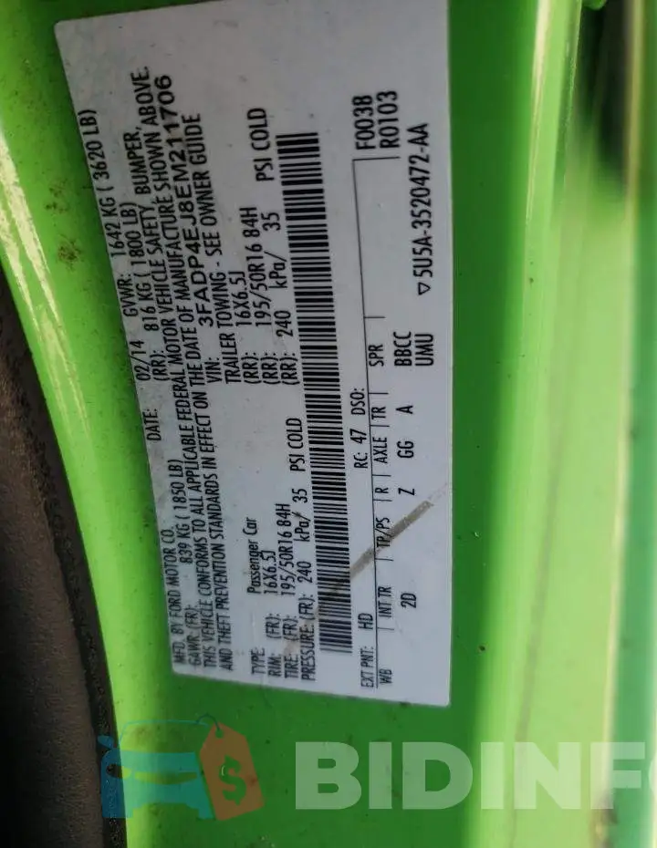 3FADP4EJ8EM211706 Photo# 13