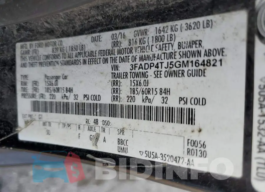 3FADP4TJ5GM164821 Photo# 12