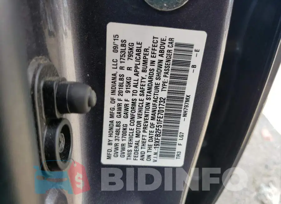19XFB2F51FE701732 Photo# 12