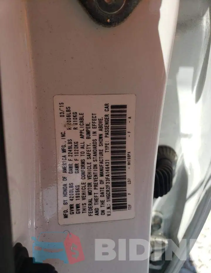 1HGCR2F33FA146431 Photo# 12