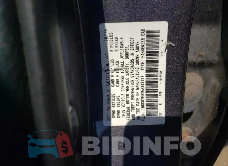1HGCR2F82EA303327 Photo# 12