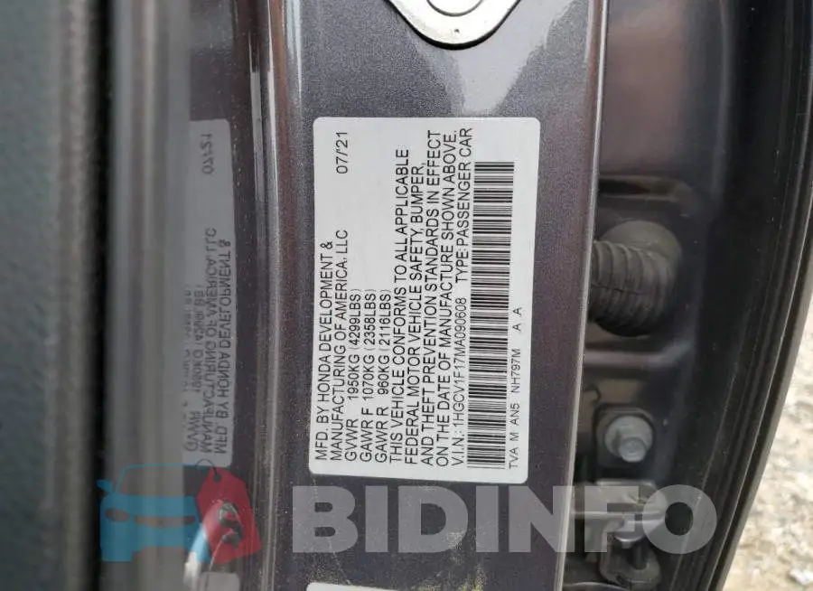 1HGCV1F17MA090608 Photo# 12