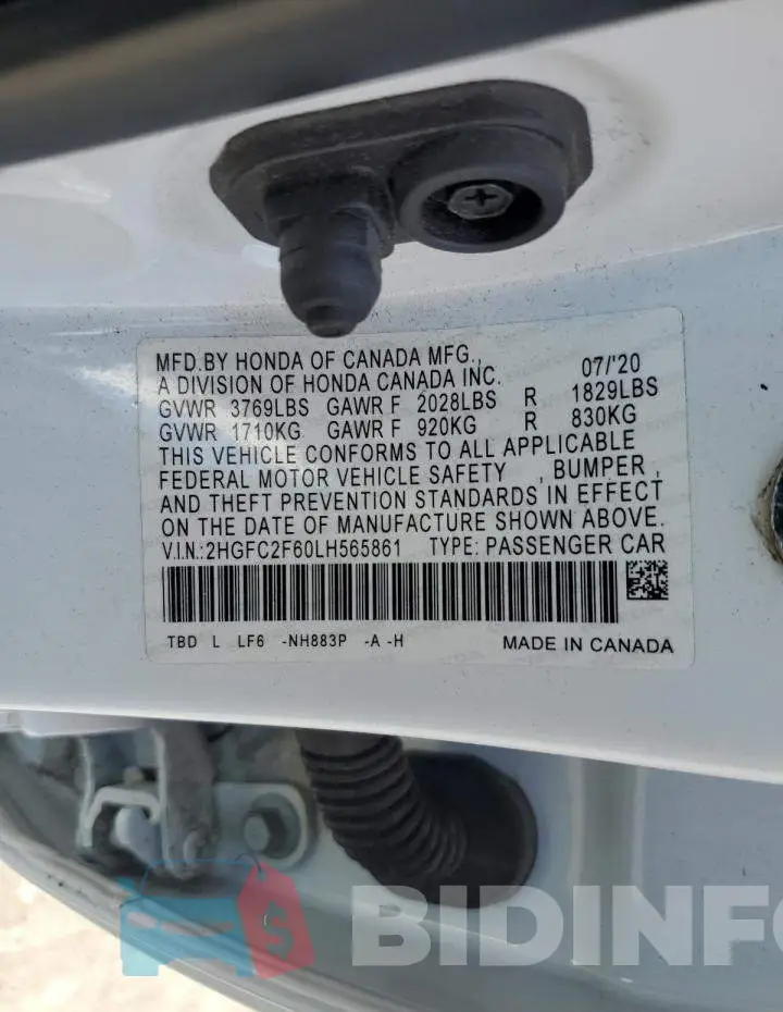 2HGFC2F60LH565861 Photo# 12