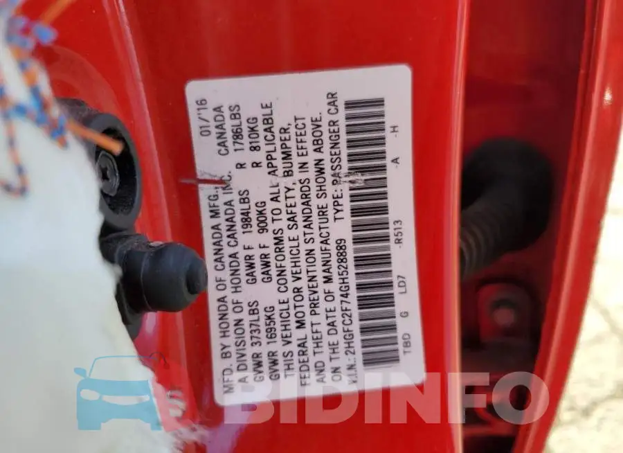 2HGFC2F74GH528889 Photo# 12