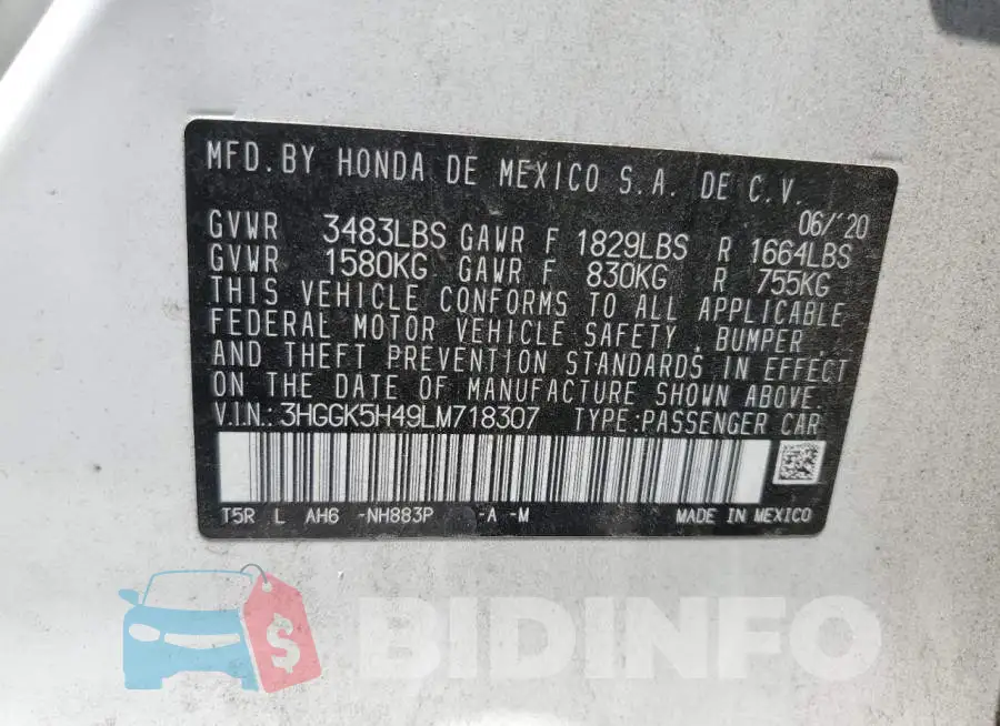 3HGGK5H49LM718307 Photo# 12