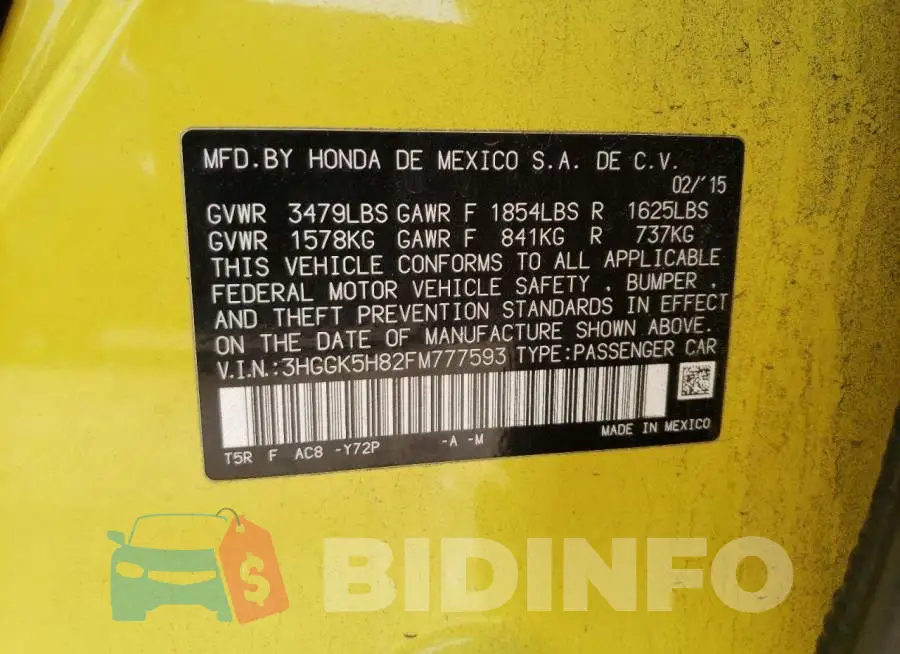 3HGGK5H82FM777593 Photo# 12