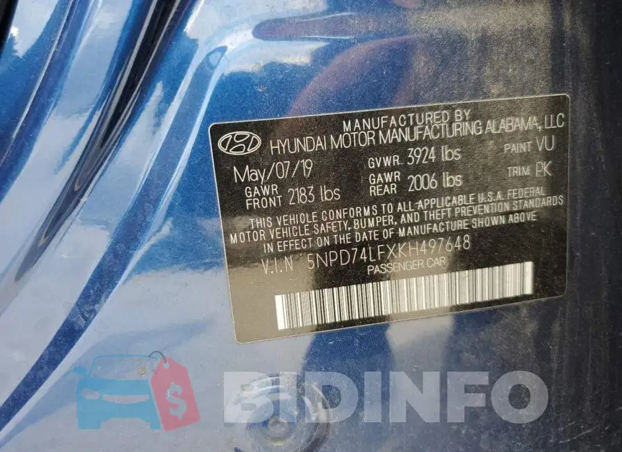 5NPD74LFXKH497648 Photo# 12