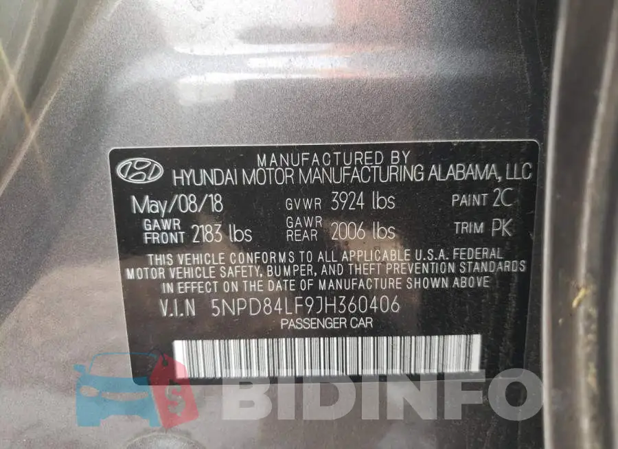 5NPD84LF9JH360406 Photo# 13