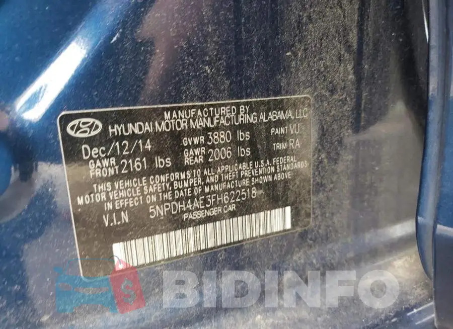 5NPDH4AE3FH622518 Photo# 12