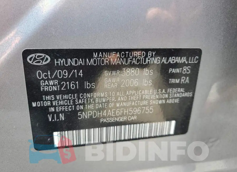 5NPDH4AE6FH596755 Photo# 12