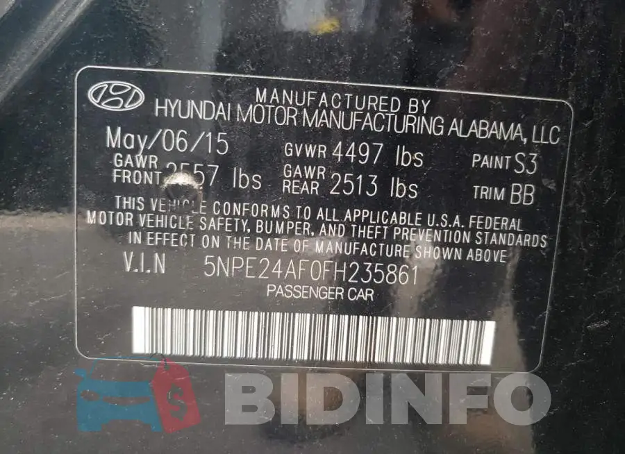 5NPE24AF0FH235861 Photo# 13