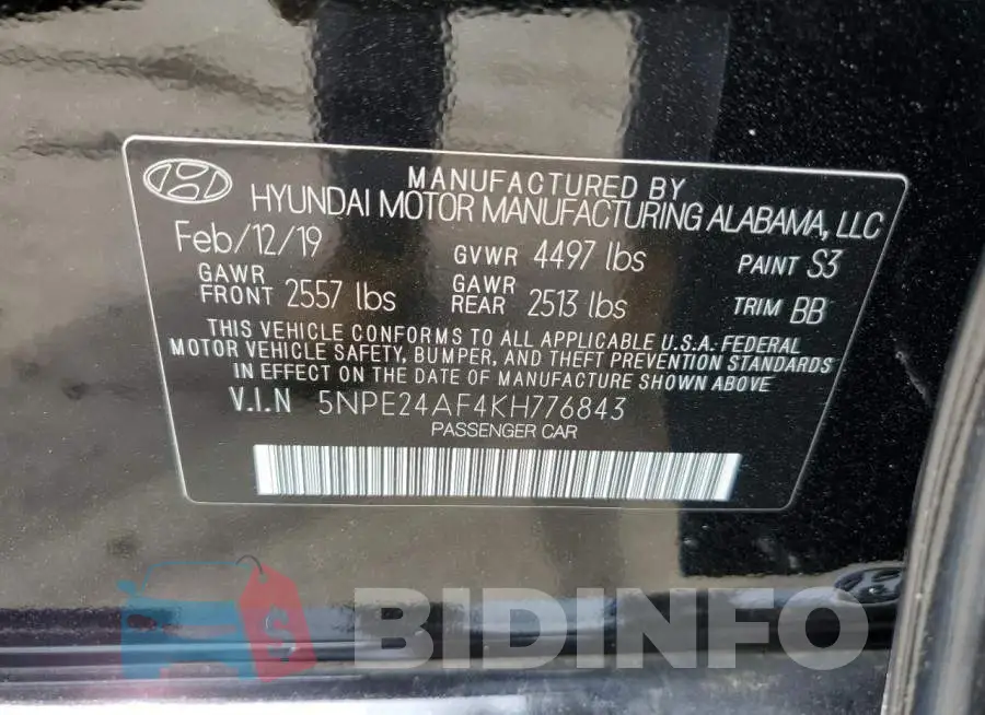 5NPE24AF4KH776843 Photo# 12