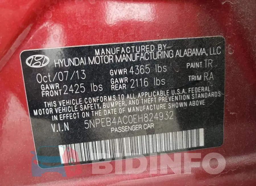 5NPEB4AC0EH824932 Photo# 13