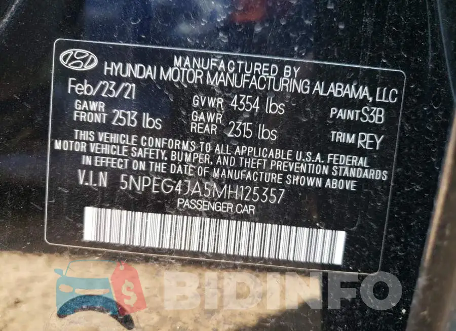 5NPEG4JA5MH125357 Photo# 12