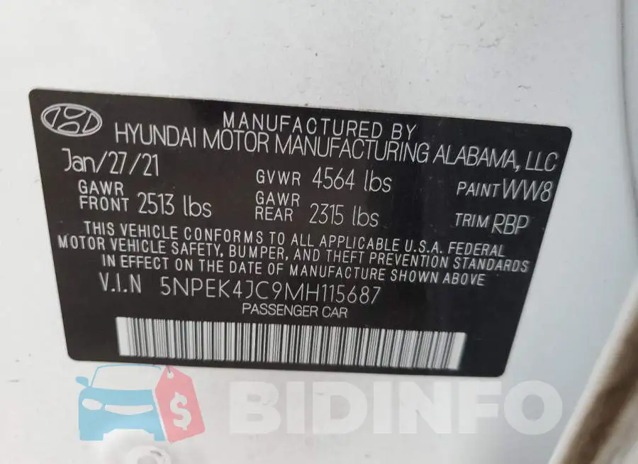 5NPEK4JC9MH115687 Photo# 12