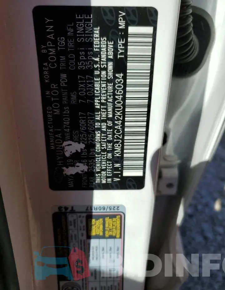 KM8J2CA42KU046034 Photo# 13
