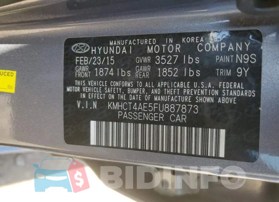 KMHCT4AE5FU887873 Photo# 12