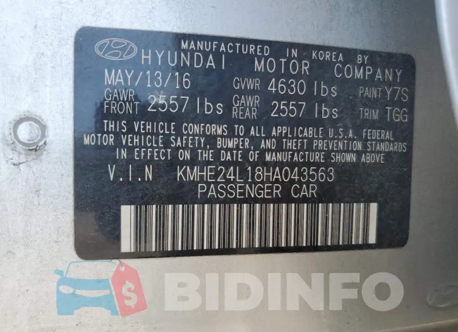 KMHE24L18HA043563 Photo# 12