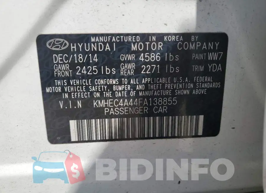 KMHEC4A44FA138855 Photo# 12
