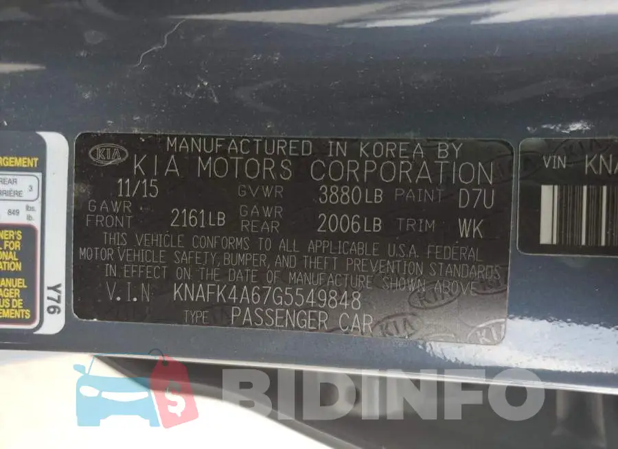 KNAFK4A67G5549848 Photo# 13
