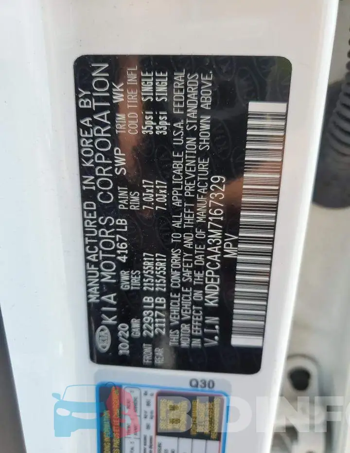 KNDEPCAA3M7167329 Photo# 13