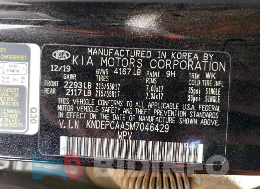 KNDEPCAA5M7046429 Photo# 13