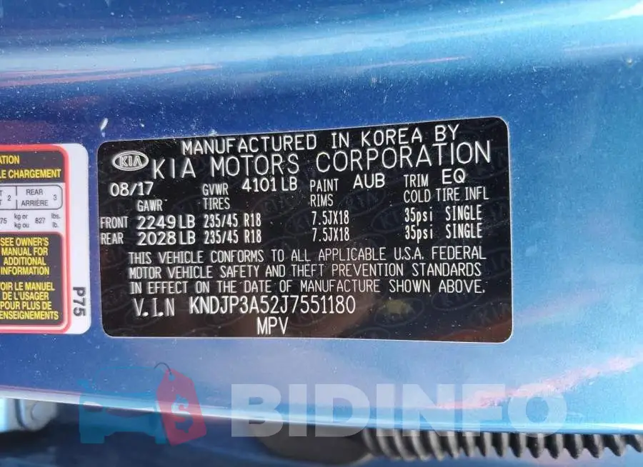 KNDJP3A52J7551180 Photo# 14