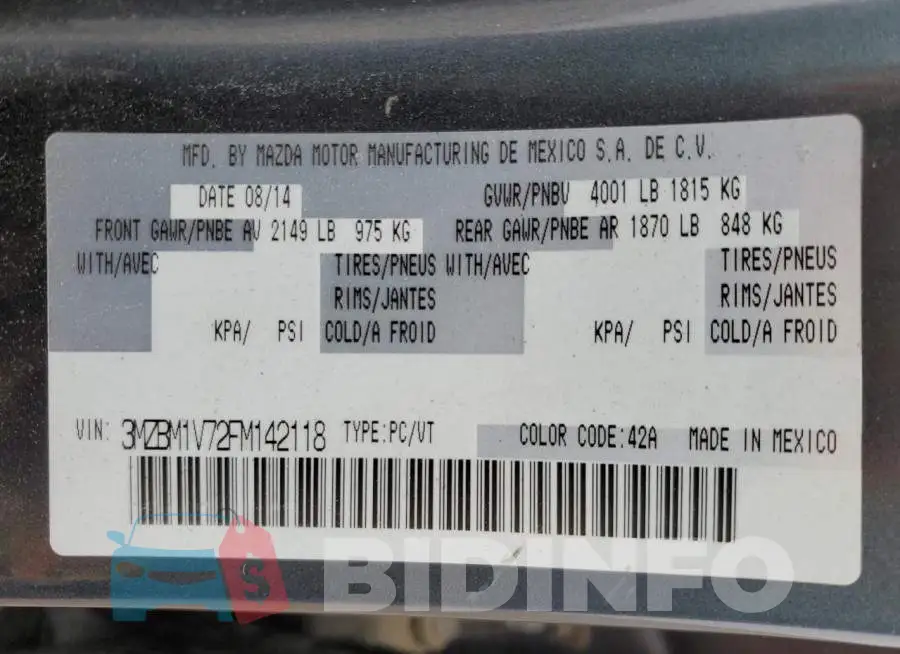 3MZBM1V72FM142118 Photo# 13