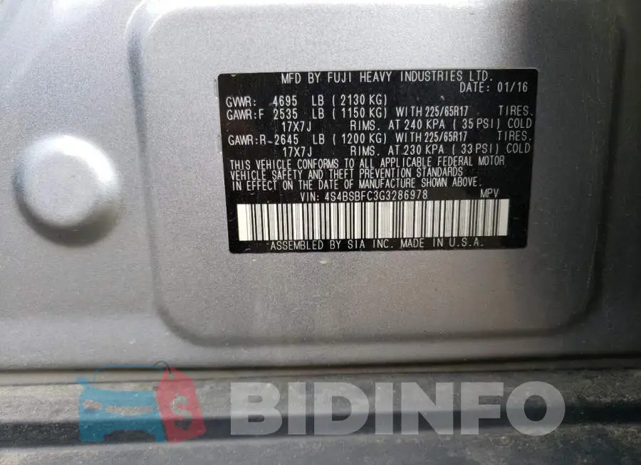 4S4BSBFC3G3286978 Photo# 12