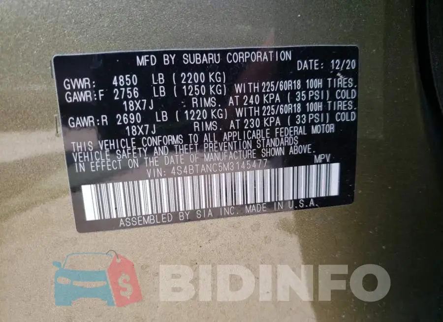 4S4BTANC5M3145477 Photo# 13