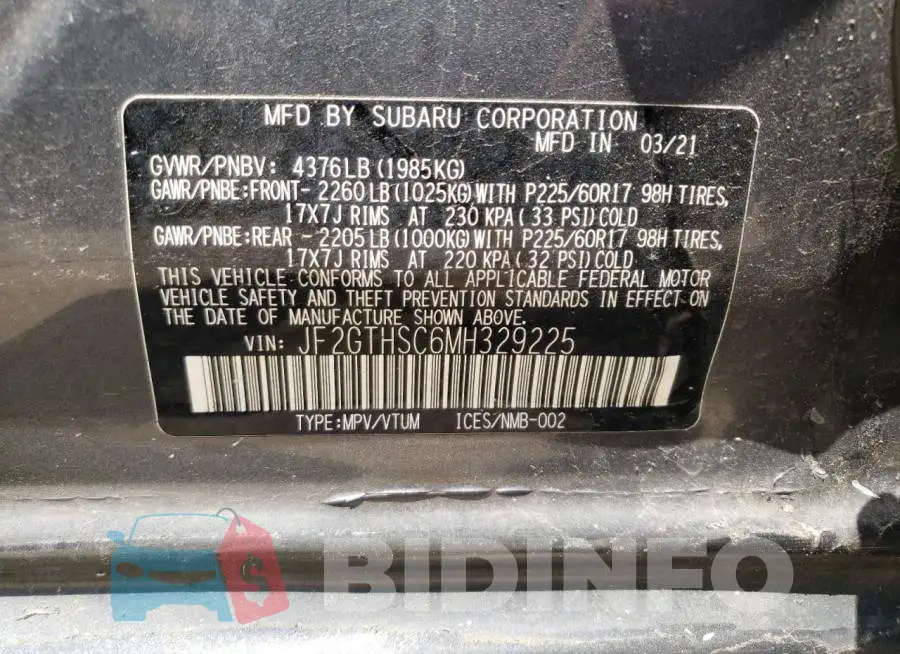 JF2GTHSC6MH329225 Photo# 12