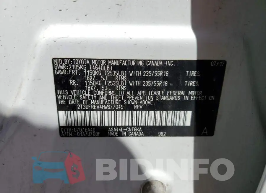 2T3DFREV4HW677049 Photo# 14