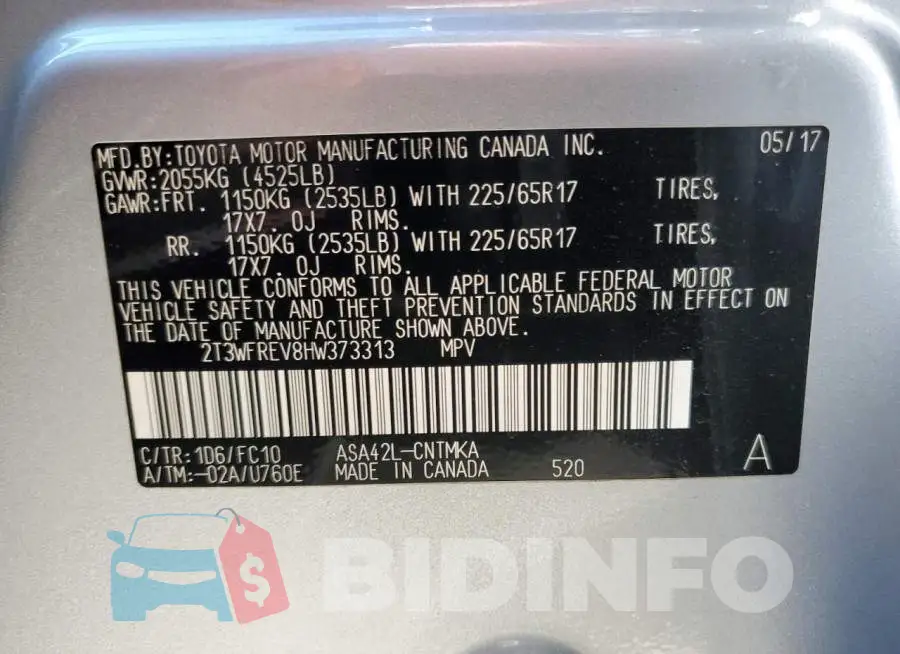2T3WFREV8HW373313 Photo# 13